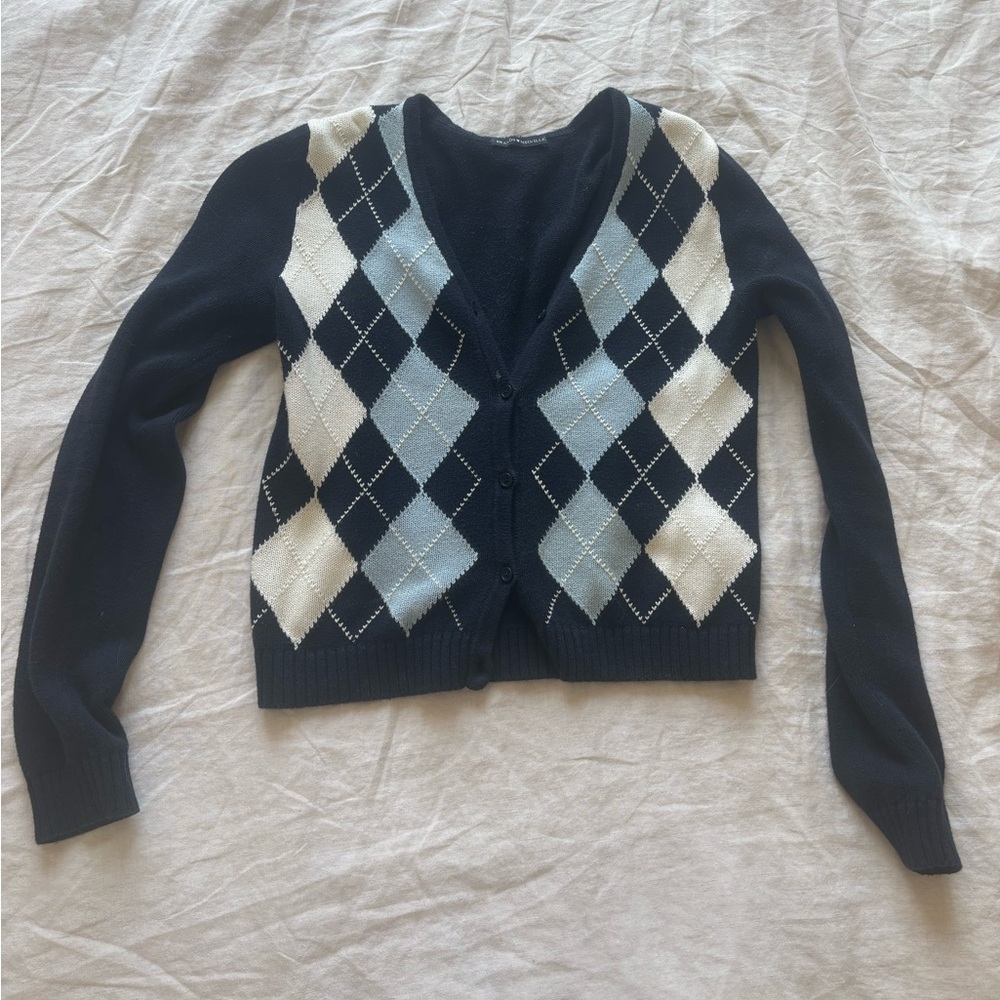 Brandy Melville blue argyle cardigan